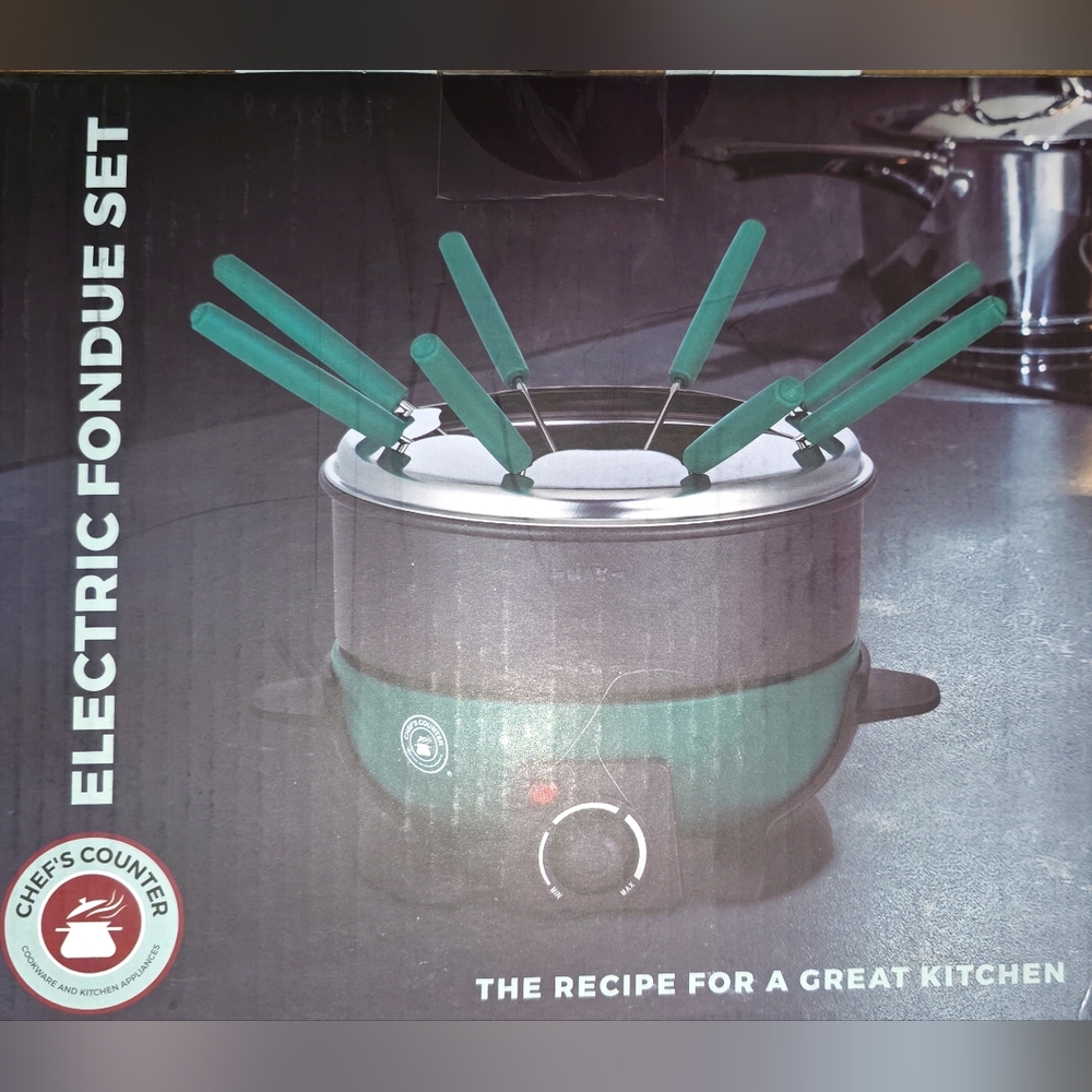 Chef's Counter Electric Fondue Set W/8 Fondue Forks